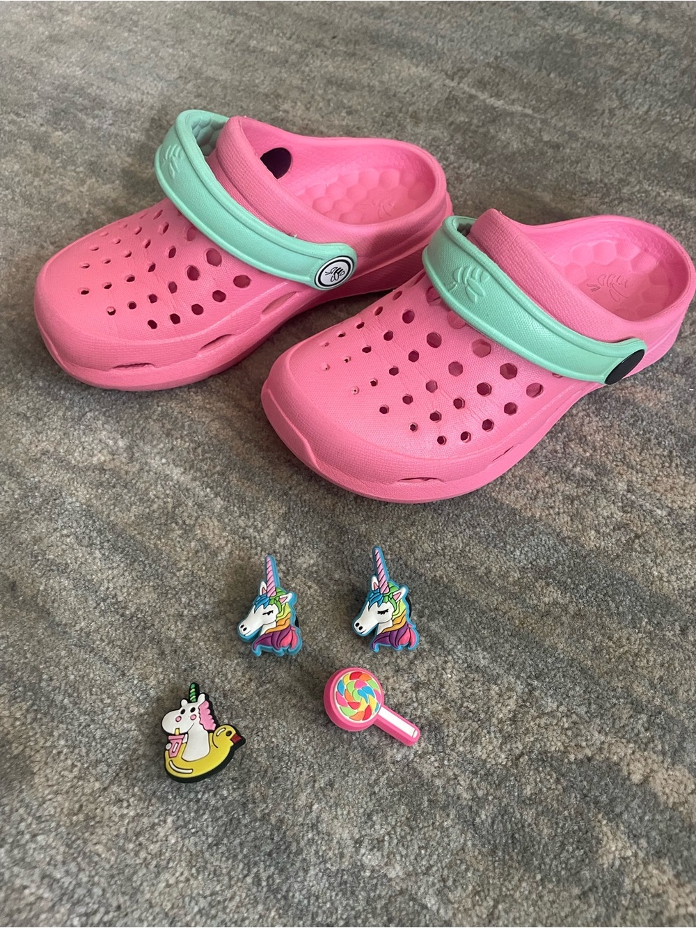 Joybees Kids Active Clog Pink Mint Green Size Toddler 8 9 Includes Charms